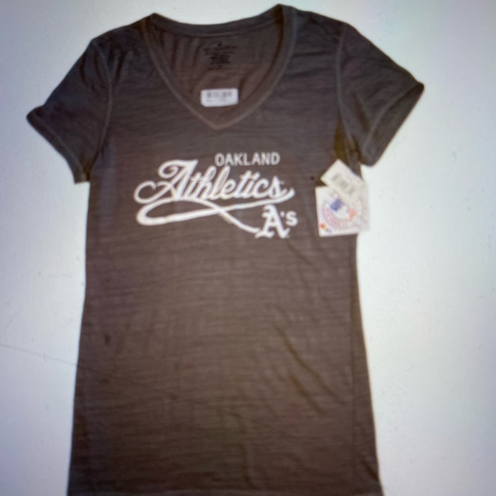 Official Soft as A Grape Women’s Oakland Athletics Gray burnout V neck T shirt